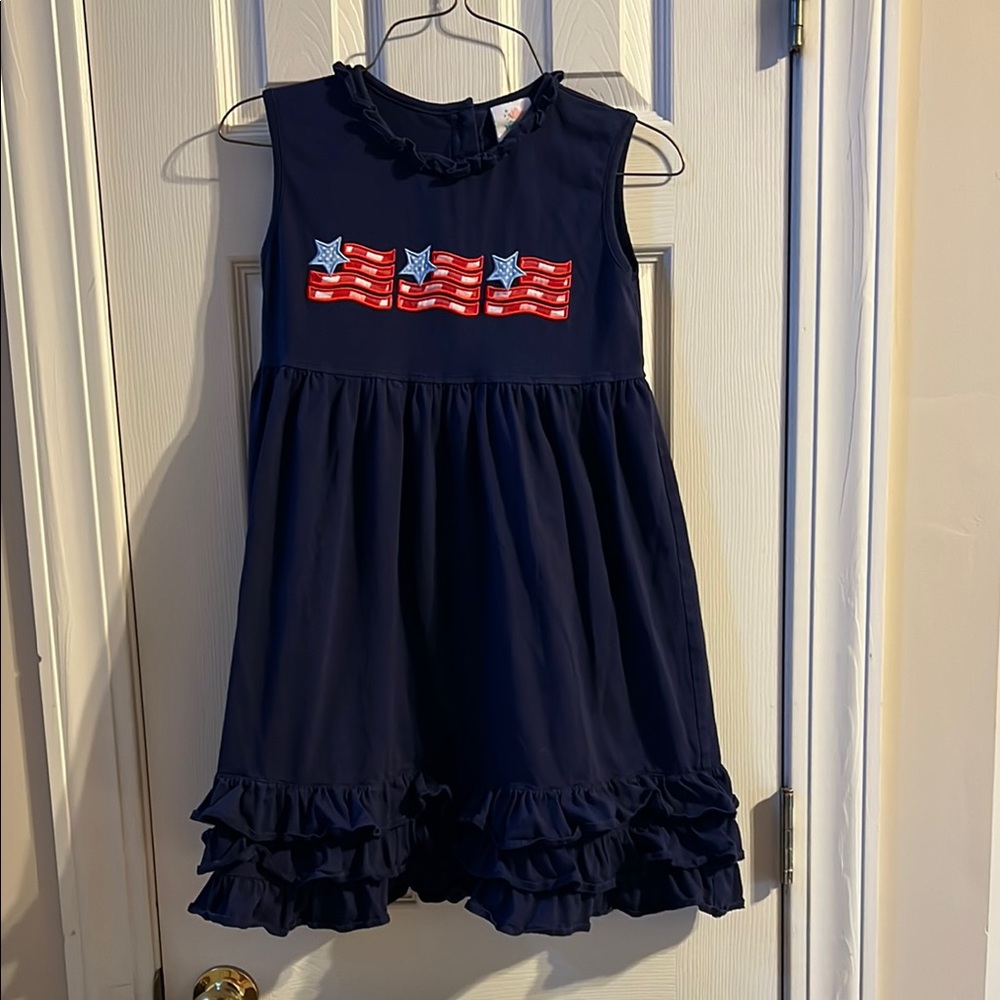Navy Blue Kids Dress with Star Pattern